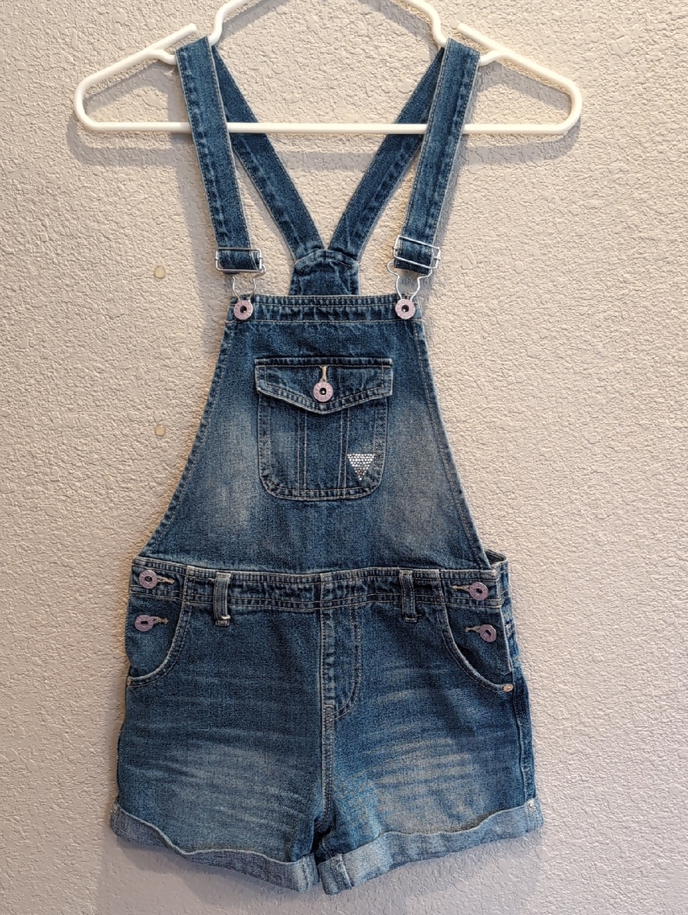 Guess embellished Denim Short Overalls Romper